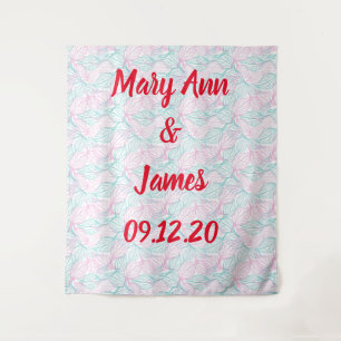 Tenture Fond de mariage personnalisé motif feuilles