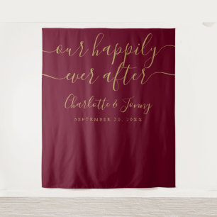 Tenture Fond de mariage photo Bourgogne et Or