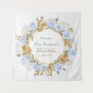 Tenture Fond de mariage Rose Bleue Dorée