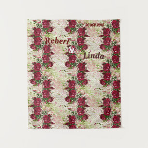 Tenture Fond de mariage Rose bordeaux rustique