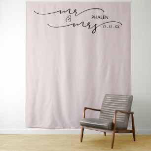 Tenture Fond de mariage rose rougeoyant M. et Mme Blush