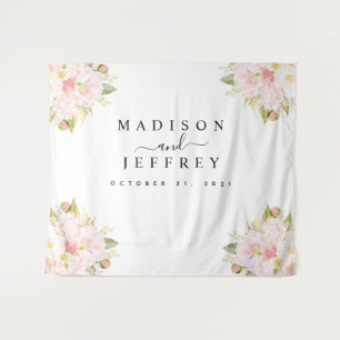 Tenture Fond de mariage rose saumon Pivoine Roses