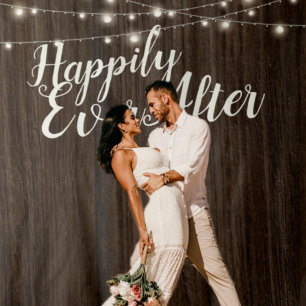 Tenture Fond de mariage Rustique en Bois Pour Toujours Apr