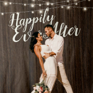 Tenture Fond de mariage Rustique en Bois Pour Toujours Apr