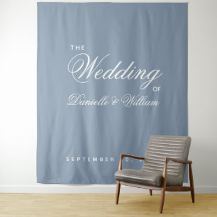 Tenture Fond de mariage simple élégant écriture bleue pous