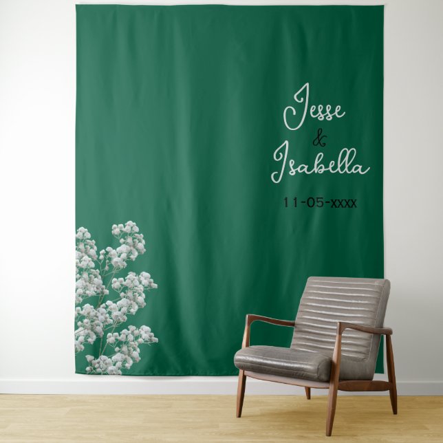 Tenture Fond de mariage vert (En situation)