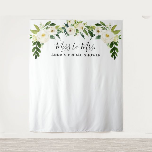 Tenture Fond de papeterie de mariage floral blanc (Devant)