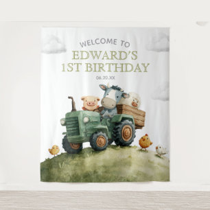 Tenture Fond de photo d'anniversaire tracteur d'animaux de