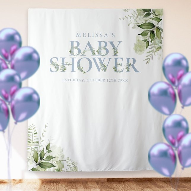 Tenture Fond de photo de Baby Shower Vert poussiéreux Bleu (Créateur téléchargé)