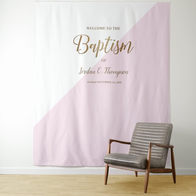 Tenture Fond de photo de baptême rose moderne élégant (En situation)
