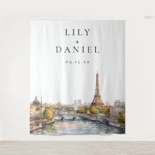Tenture Fond de photo de mariage à Paris France Romantique