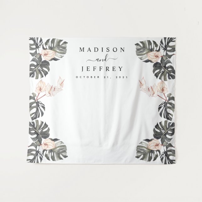 Tenture Fond de photo de mariage avec calla tropical (Devant (Horizontal))