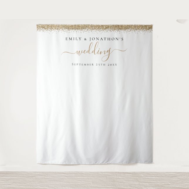 Tenture Fond de photo de mariage avec noms en paillettes d (Devant)