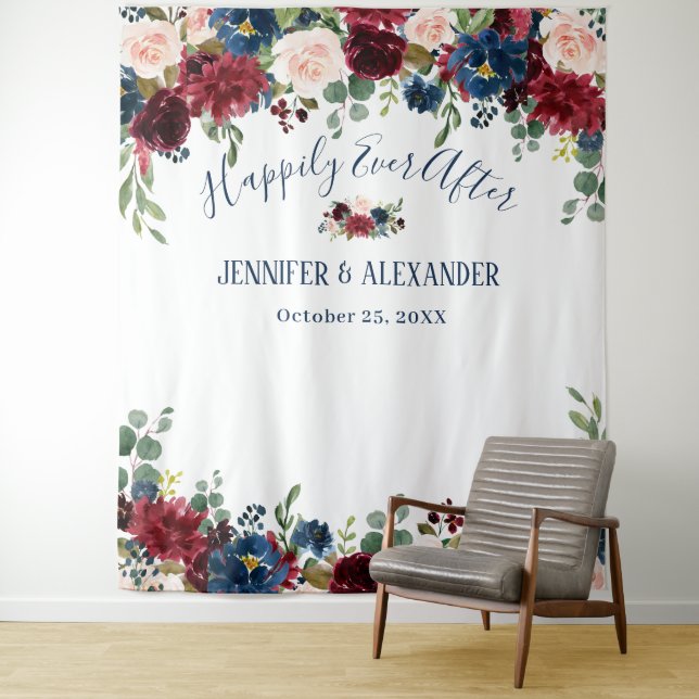 Tenture Fond de photo de mariage bleu marine Bourgogne Blu (En situation)