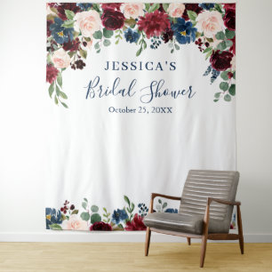 Tenture Fond de photo de mariage Burgundy Navy Blush