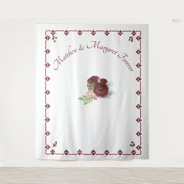 Tenture Fond de photo de mariage Burgundy Rose (Devant)