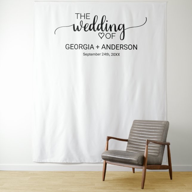 Tenture Fond de photo de mariage en calligraphie noire sim (En situation)