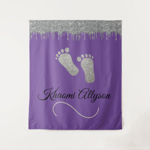 Tenture Fond de photo pour Baby Shower Pieds Paillettes Ar