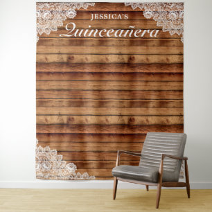 Tenture Fond de photo Quinceañera en bois rustique et dent