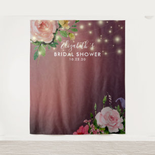 Tenture Fond de photobooth de mariage avec fleurs et guirl