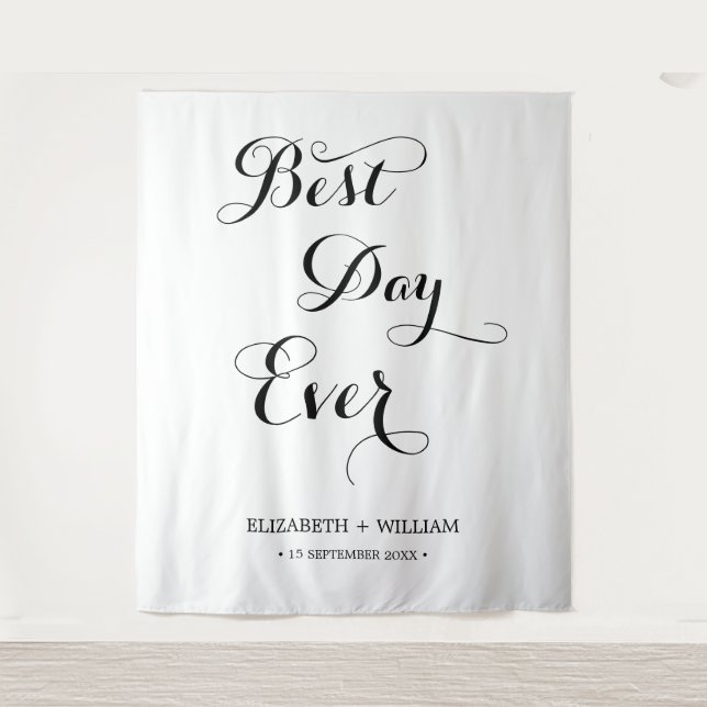 Tenture Fond de Photobooth de Mariage Calligraphié Meilleu (Devant)
