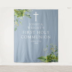 Tenture Fond de photographie de première communion bleu ve
