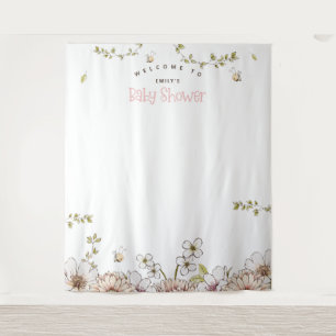 Tenture Fond de photographie floral abeille rose pour Baby
