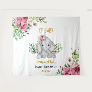 Tenture Fond de photographie pour Baby Shower avec éléphan