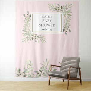 Tenture Fond de Photographie pour Baby Shower Fille Rose a