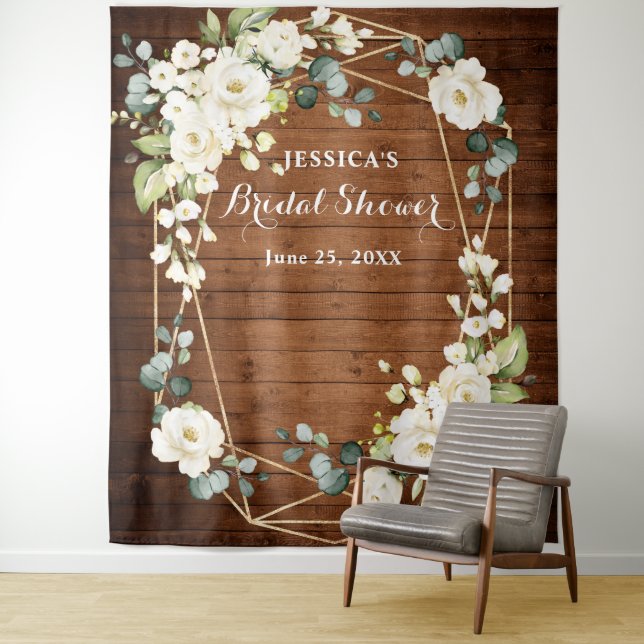 Tenture Fond de photomaton chic pour Baby Shower Rose Blan (En situation)