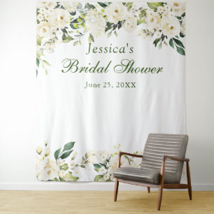 Tenture Fond de photomaton chic pour Baby Shower Rose Blan