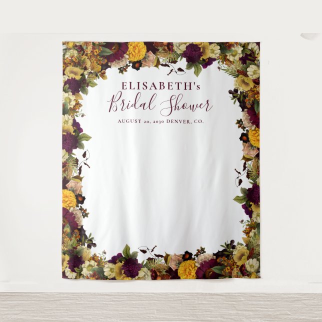 Tenture Fond de photomaton de baptême floral rustique pour (Devant)