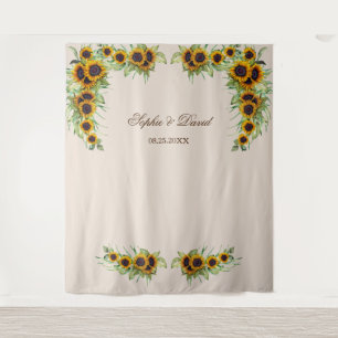 Tenture Fond de photomaton de mariage aux tournesols aquar