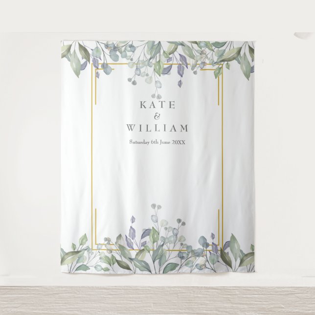 Tenture Fond de photomaton de mariage avec sauge et lilas  (Devant)