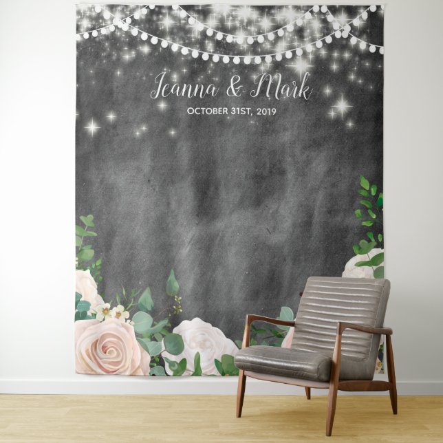 Tenture Fond de photomaton de mariage bohème rose pastel (En situation)