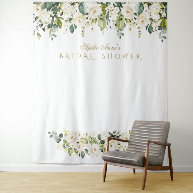 Tenture Fond de photomaton de mariage Fleurs Blanches (En situation)