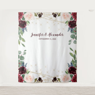 Tenture Fond de photomaton de mariage floral Marsala rusti