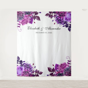 Tenture Fond de photomaton de mariage floral violet