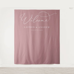 Tenture Fond de Photomaton de Mariage Minimaliste Rose Pou