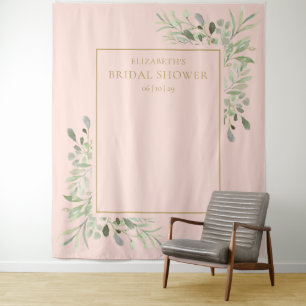 Tenture Fond de photomaton de mariage rose poudré et verdu