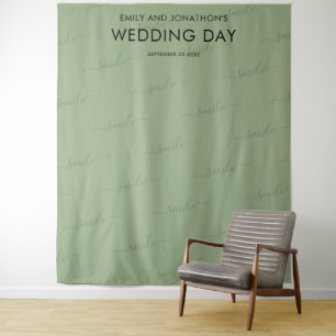 Tenture Fond de photomaton de mariage typographie vert sau