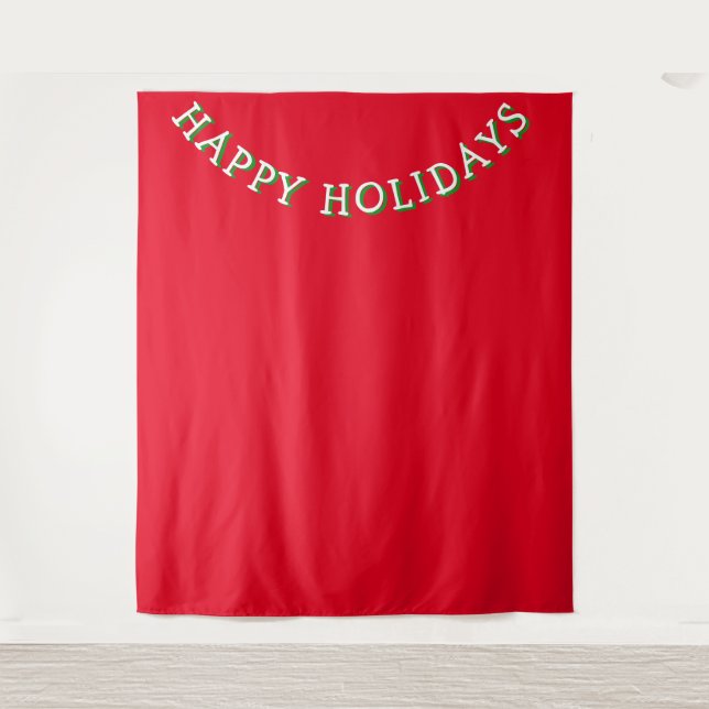 Tenture Fond de photomaton de Noël Joyeuses Fêtes Rouge (Devant)