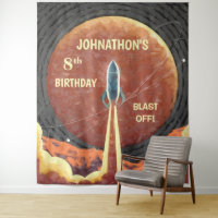 Fond de photomaton espace fusée d'anniversaire