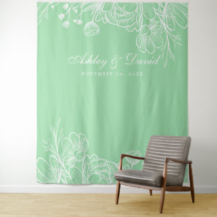 Tenture Fond de photomaton floral blanc moderne Neo Mint