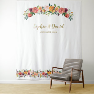 Tenture Fond de photomaton floral Burgundy Blush