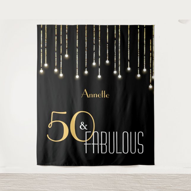 Tenture Fond de photomaton noir or pour 50e anniversaire (Devant)