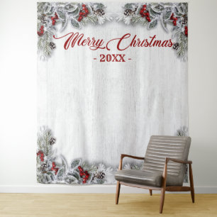 Tenture Fond de photomaton rustique à thème de Noël avec h