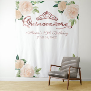 Tenture Fond de Quinceanera Floral Rouge