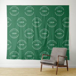 Tenture Fond de répétition personnalisé vert avec logo bla