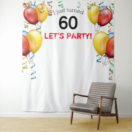 Tenture Fond de scène anniversaire 60 ans ballon amusant, 